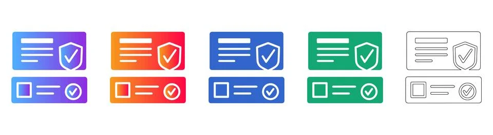 Verified Document Security Shield Icons Set Stock Illustration