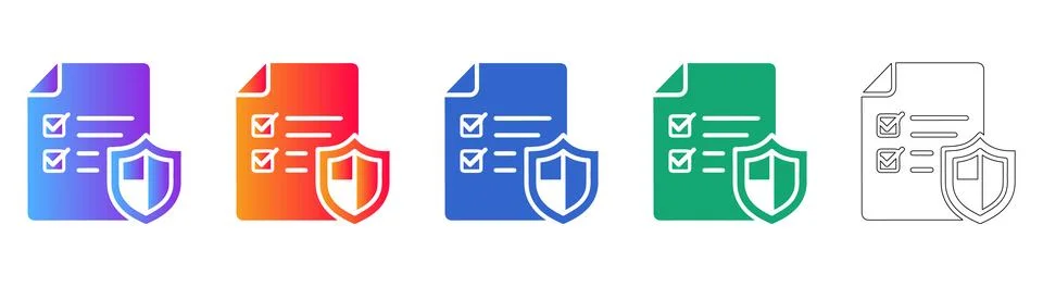 Verified Document with Shield Icons Stock Illustration