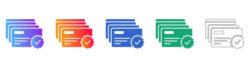 Verified Document Stack Icon Set for Secure Digital Platforms イラスト素材