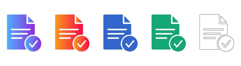Verified Document Status Icon Collection Illustrazione stock