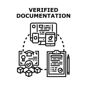 Verified documentation process for legal digital records Stock Illustration