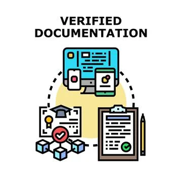Verified documentation process for legal digital records Illustrazione stock