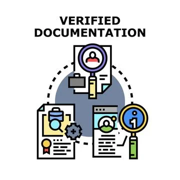 Verified documentation process for personal and corporate data Stock Illustration