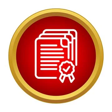 Verified documents with approval seal in red circle 库存插图