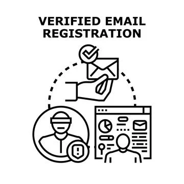 Verified email registration process for account security Stock Illustration