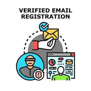 Verified email registration process for account security Stock Illustration