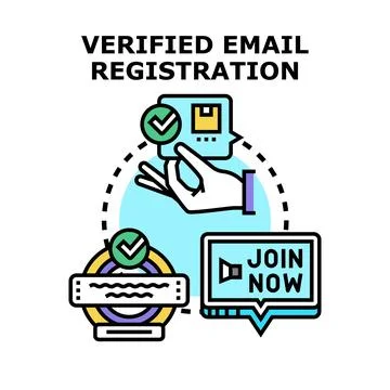 Verified email registration process confirming online membership Illustrazione stock