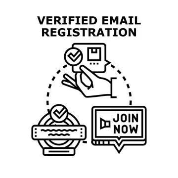 Verified email registration process confirming online membership 스톡 일러스트