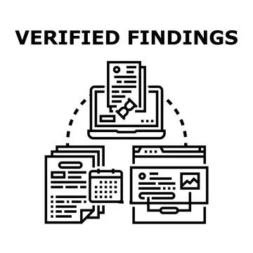 Verified findings analysis and data research concept Illustrazione stock
