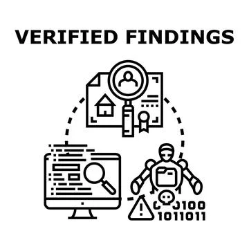 Verified findings concept for data analysis and risk assessment Stockillustratie