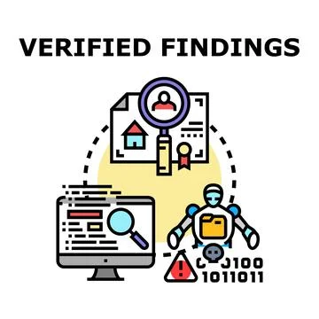 Verified findings concept for data analysis and risk assessment Stock Illustration