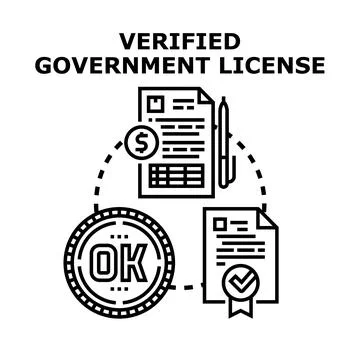 Verified government license application process approval concept Illustrazione stock