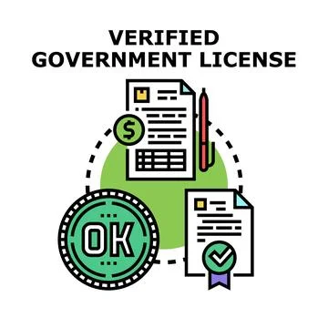 Verified government license application process approval concept 스톡 일러스트