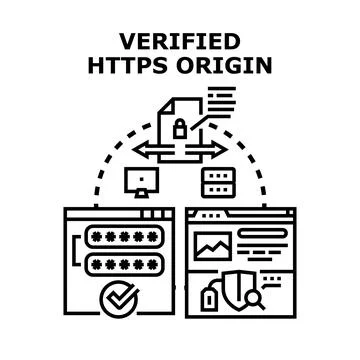 Verified https origin data server security concept Stockillustratie