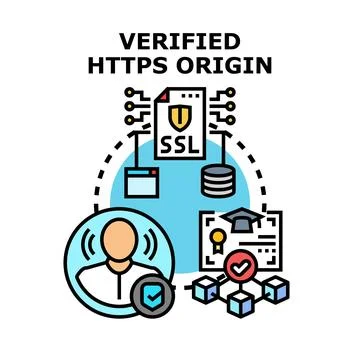 Verified https origin security protocol concept Stock Illustration
