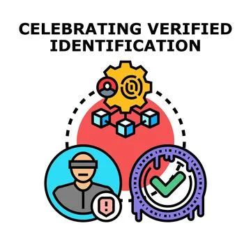 Verified identification process with blockchain technology concept Stock Illustration