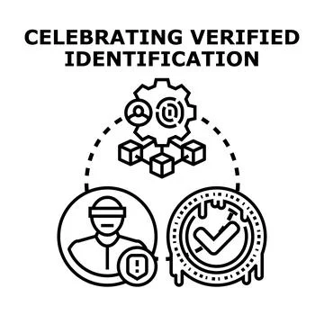 Verified identification process with blockchain technology concept Stock Illustration