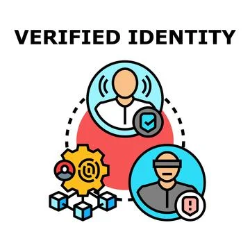 Verified identity concept linking digital authentication and data protection Stockillustratie