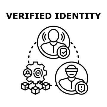 Verified identity concept linking digital authentication and data protection Stock Illustration