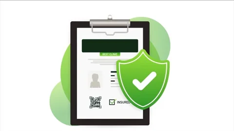 Verified Insurance Policy Document and Clipboard Protection Animation Stock Footage 339343544