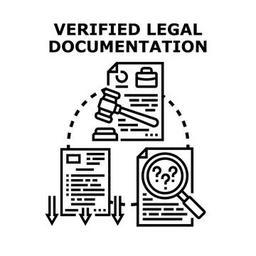 Verified legal documentation concept for audit process Stock Illustration