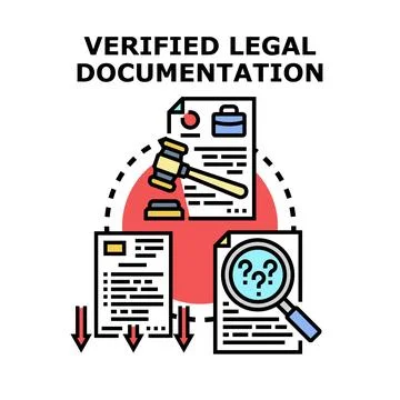 Verified legal documentation concept for audit process Stock Illustration