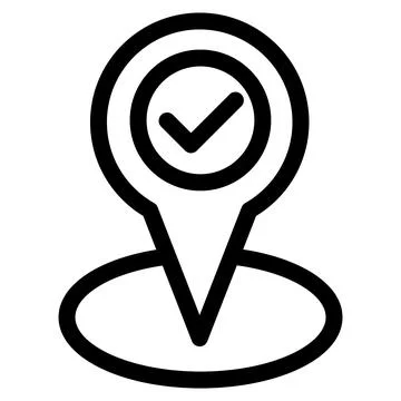 Verified Location Icon - Map Pin Checkmark Symbol Stock-Illustration