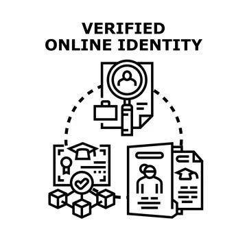 Verified online identity concept with digital documents Stock Illustration
