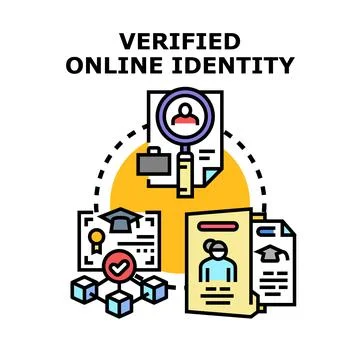 Verified online identity concept with digital documents Stock Illustration