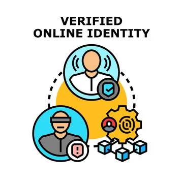 Verified online identity concept with secure user data Stock Illustration
