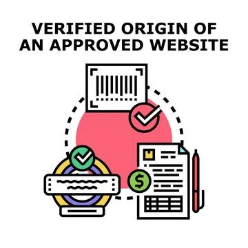 Verified origin of approved website concept illustration Stock Illustration