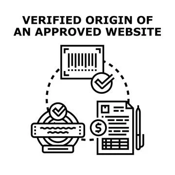 Verified origin of approved website concept illustration Stock Illustration