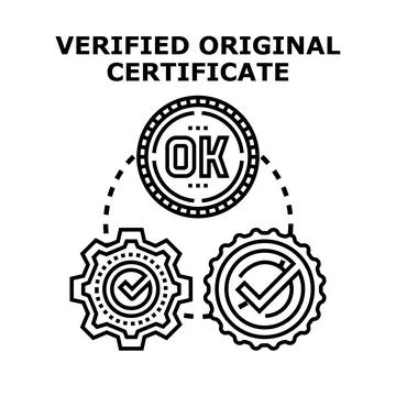 Verified original certificate concept with approval checks Stock Illustration