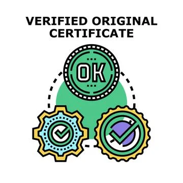 Verified original certificate concept with approval checks Stock Illustration