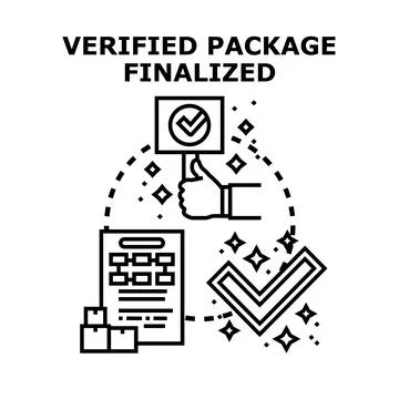 Verified package finalized with confirmation and delivery Stock Illustration