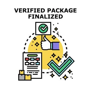 Verified package finalized with confirmation and delivery イラスト素材