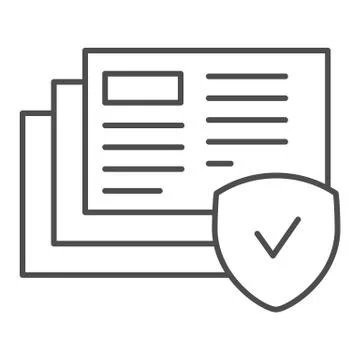 Verified paper thin line icon. Report with check vector illustration isolated on Stock Illustration