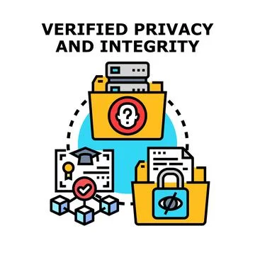Verified privacy and data integrity concept illustration Stock Illustration
