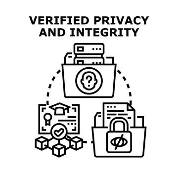 Verified privacy and data integrity concept illustration Stock Illustration