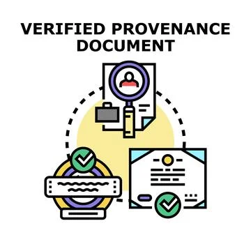 Verified provenance document concept vector icon Stock Illustration