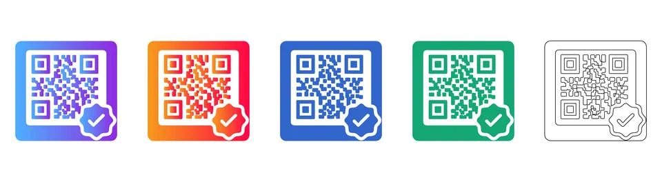 Verified QR Code Icons Stock Illustration