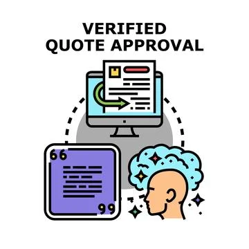 Verified quote approval process on computer screen Illustrazione stock