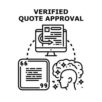 Verified quote approval process on computer screen Stock Illustration