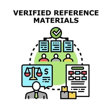Verified reference materials with data quality control concept Stock Illustration