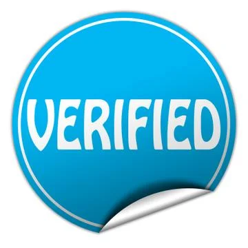 Verified round blue sticker on white background Stock Illustration