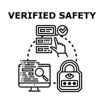 Verified safety check concept for digital data protection Illustrazione stock