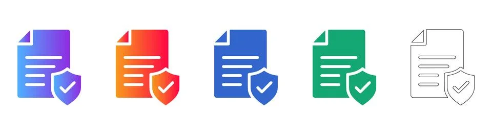 Verified Secure Document Icons 库存插图