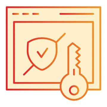 Verified secure site flat icon. Computer authorization orange icons in trendy 스톡 일러스트