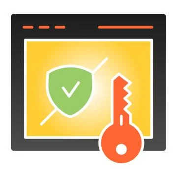 Verified secure site flat icon. Computer authorization color icons in trendy Illustrazione stock