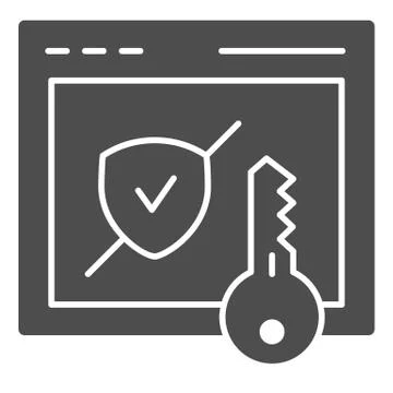 Verified secure site solid icon. Computer authorization vector illustration Stock Illustration